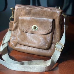 Tan Leather Convertible Mini Messenger Bag